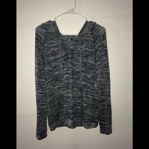 Navy/white patterned criss cross sweater